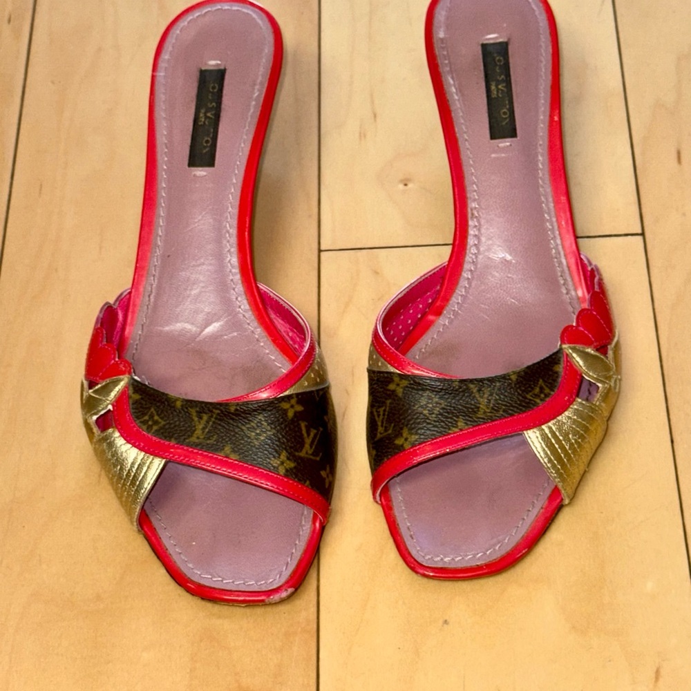 Louis Vuitton Monogram Open Toe Mules Pink